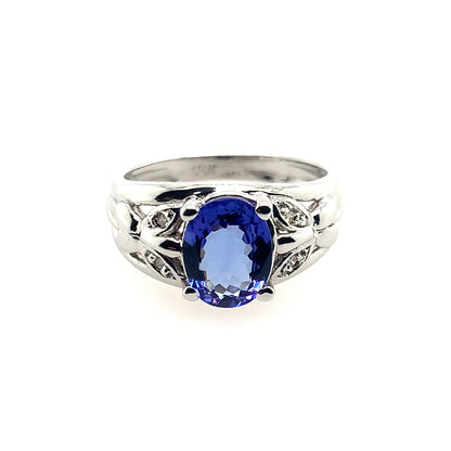 Estate 18K White Gold Tanzanite & Diamond Butterfly Ring