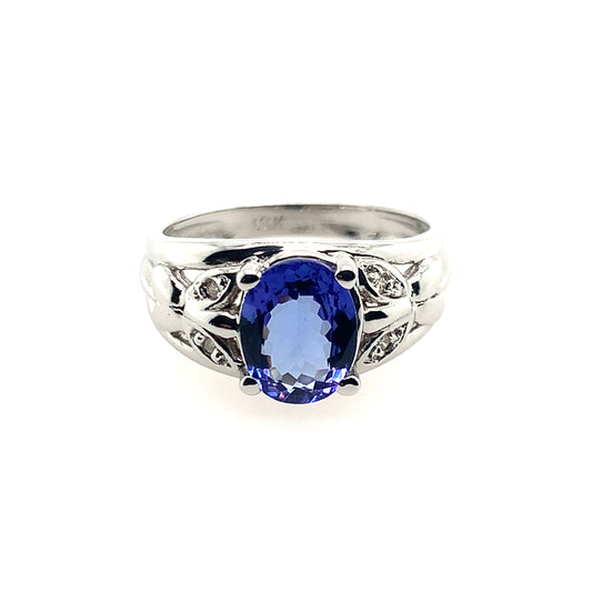 Estate 18K White Gold Tanzanite & Diamond Butterfly Ring
