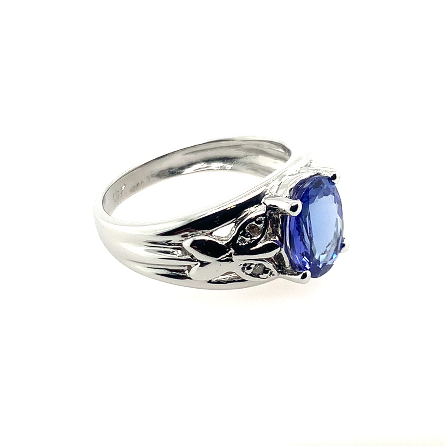 Estate 18K White Gold Tanzanite & Diamond Butterfly Ring