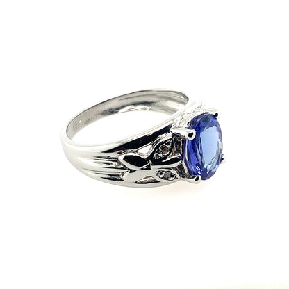Estate 18K White Gold Tanzanite & Diamond Butterfly Ring