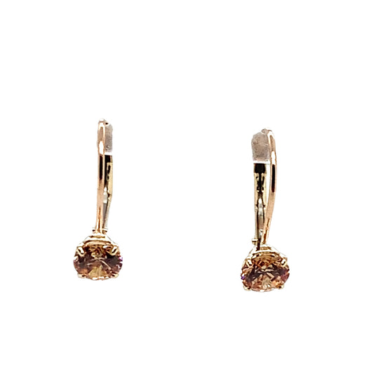 Estate 10K Yellow Gold Peach CZ Earrings