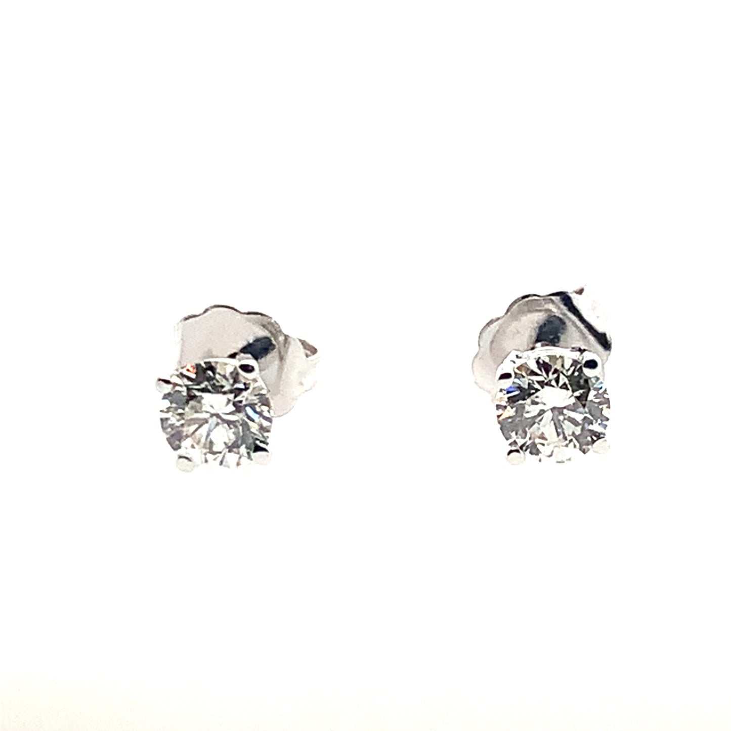 Estate 14K White Gold Diamond Prong Stud Earrings