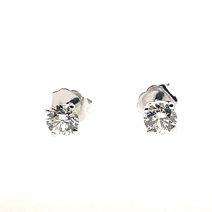 Estate 14K White Gold Diamond Prong Stud Earrings