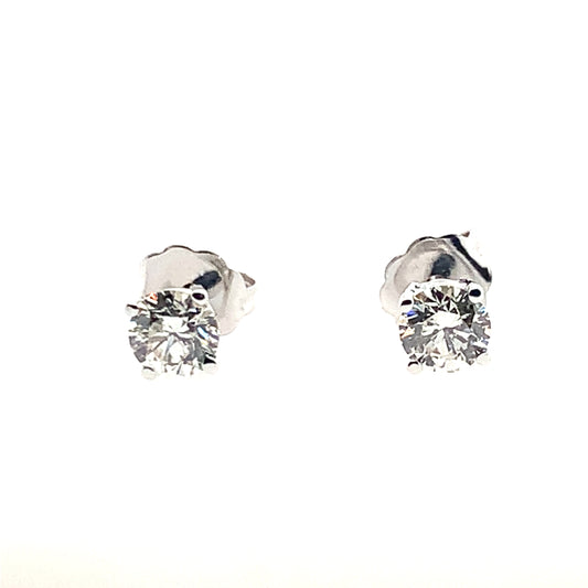 Estate 14K White Gold Diamond Prong Stud Earrings