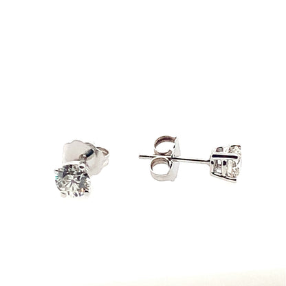 Estate 14K White Gold Diamond Prong Stud Earrings