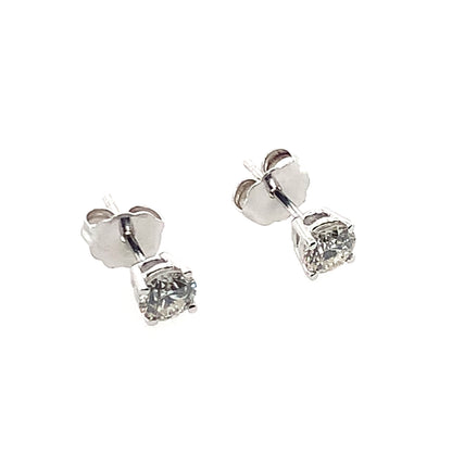 Estate 14K White Gold Diamond Prong Stud Earrings