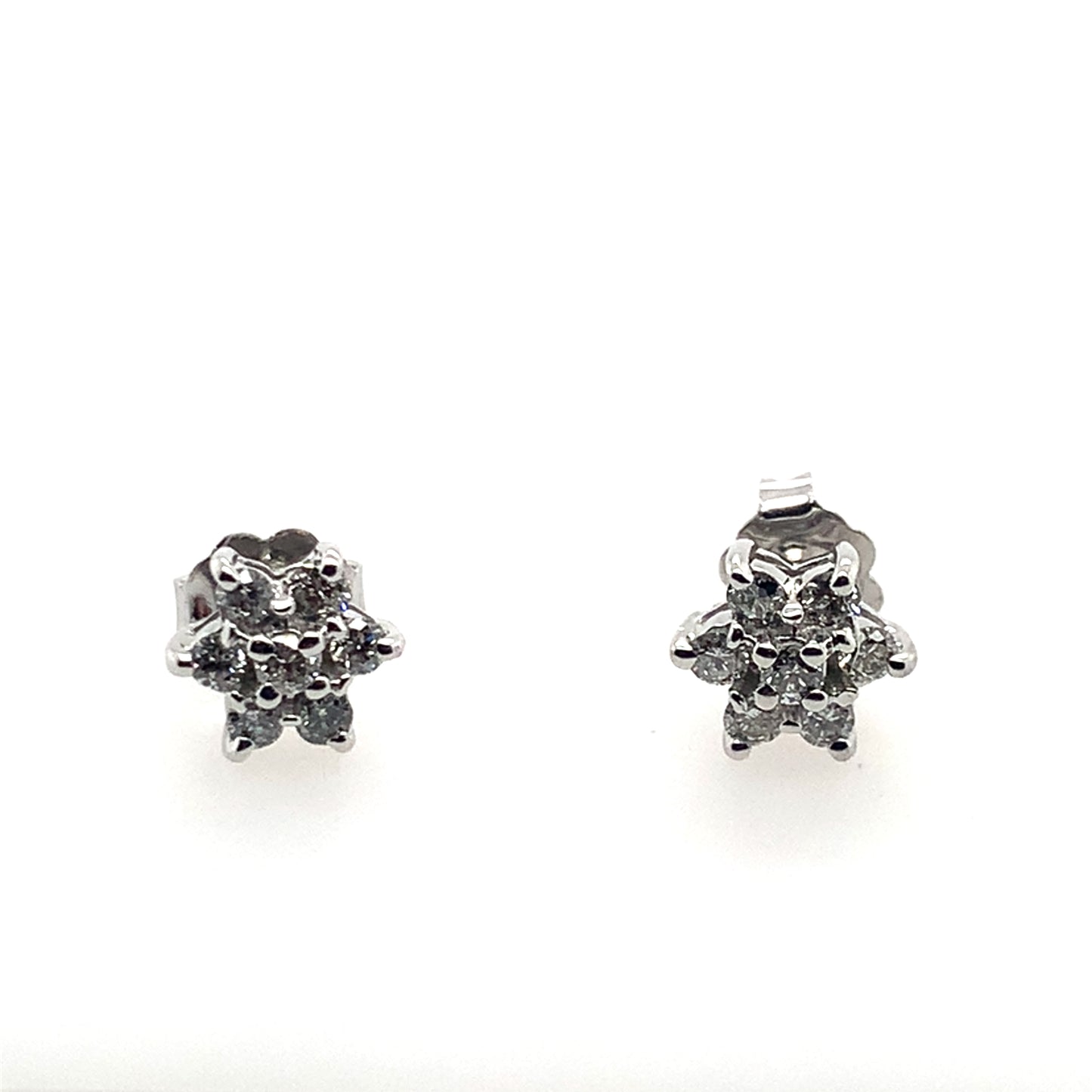 Estate 14K White Gold Diamond Flower Studs