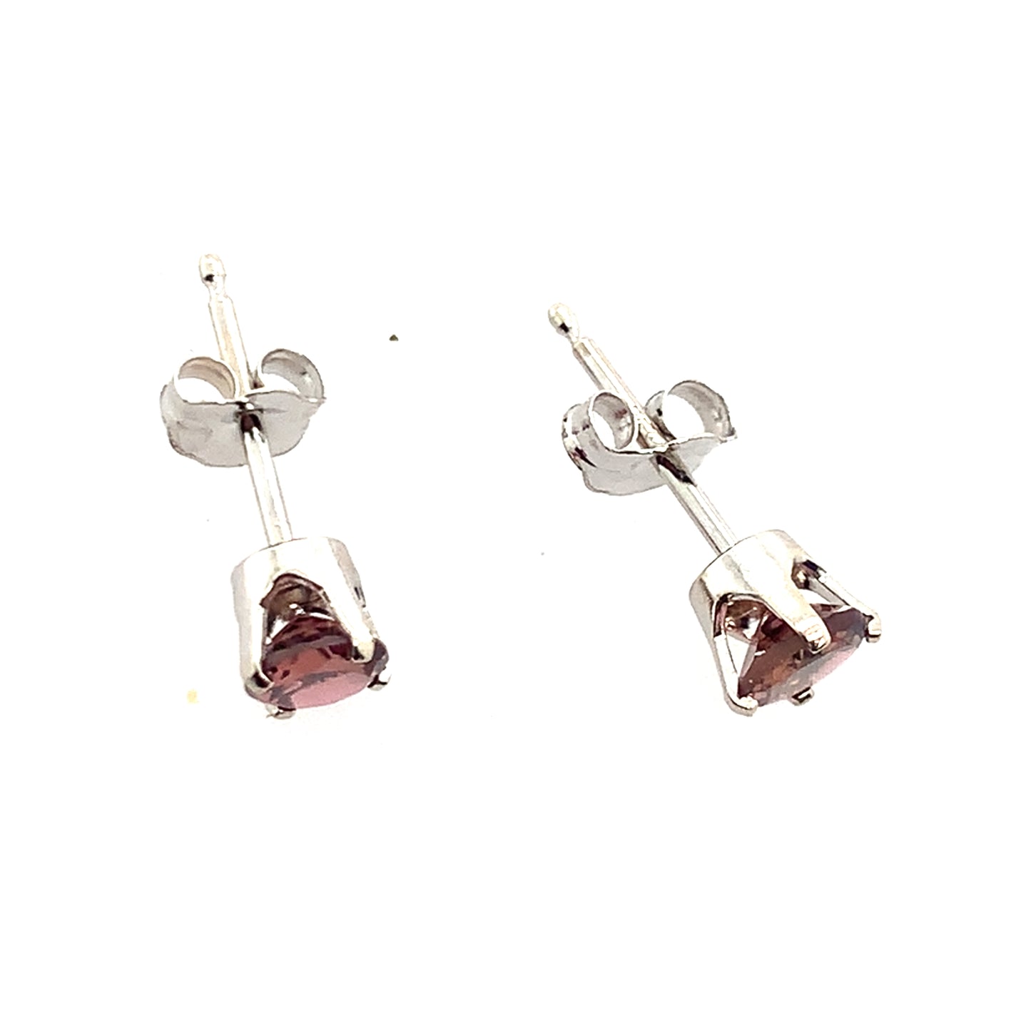 Estate 14K White Gold Round Pink Tourmaline Stud Earrings