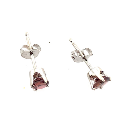 Estate 14K White Gold Round Pink Tourmaline Stud Earrings