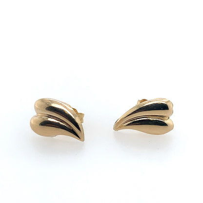 Estate 14K Yellow Gold Heart Stud Earrings