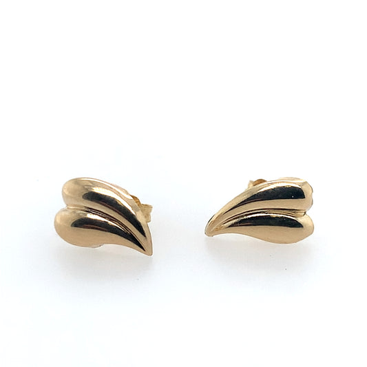 Estate 14K Yellow Gold Heart Stud Earrings