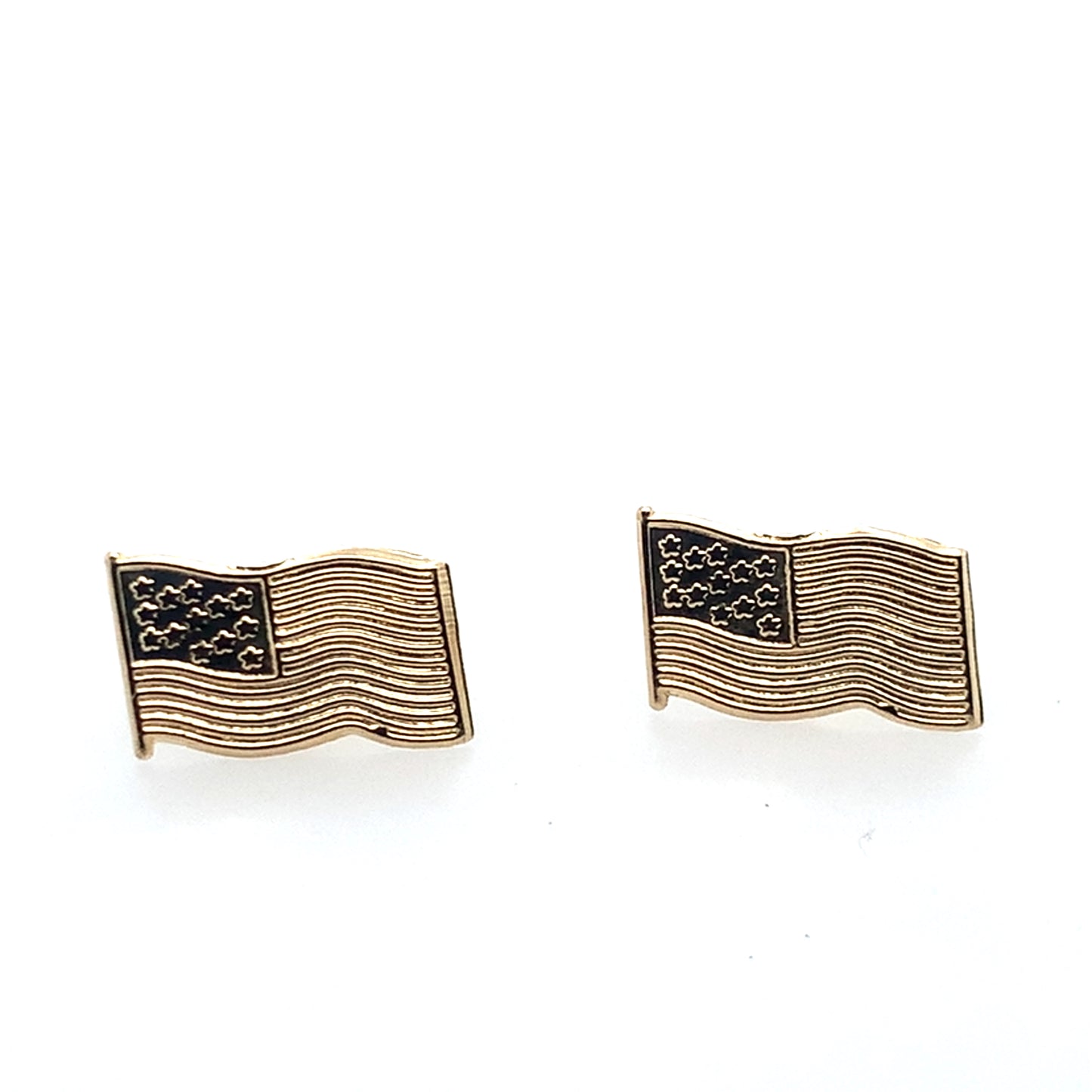 Estate 14K Yellow Gold American Flag Studs