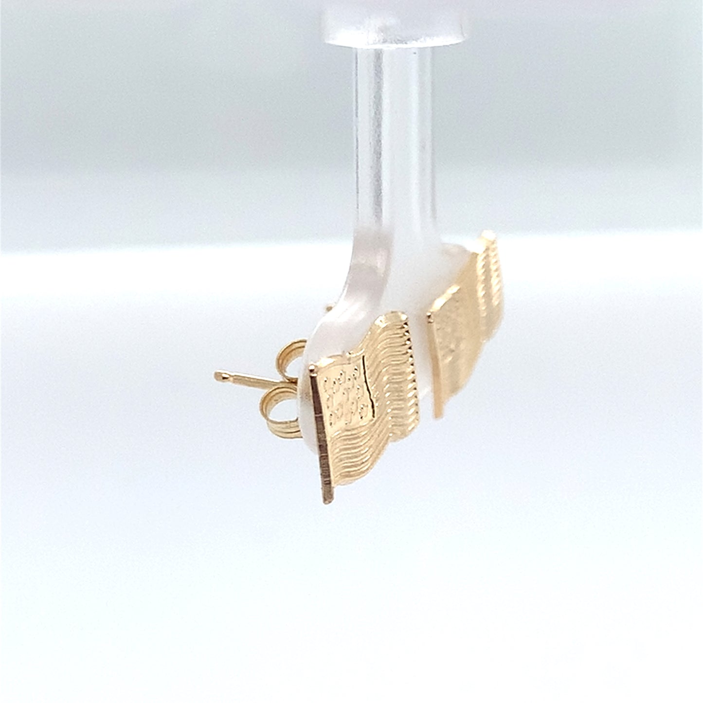 Estate 14K Yellow Gold American Flag Studs