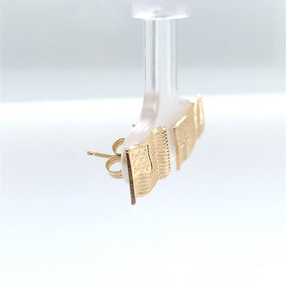 Estate 14K Yellow Gold American Flag Studs