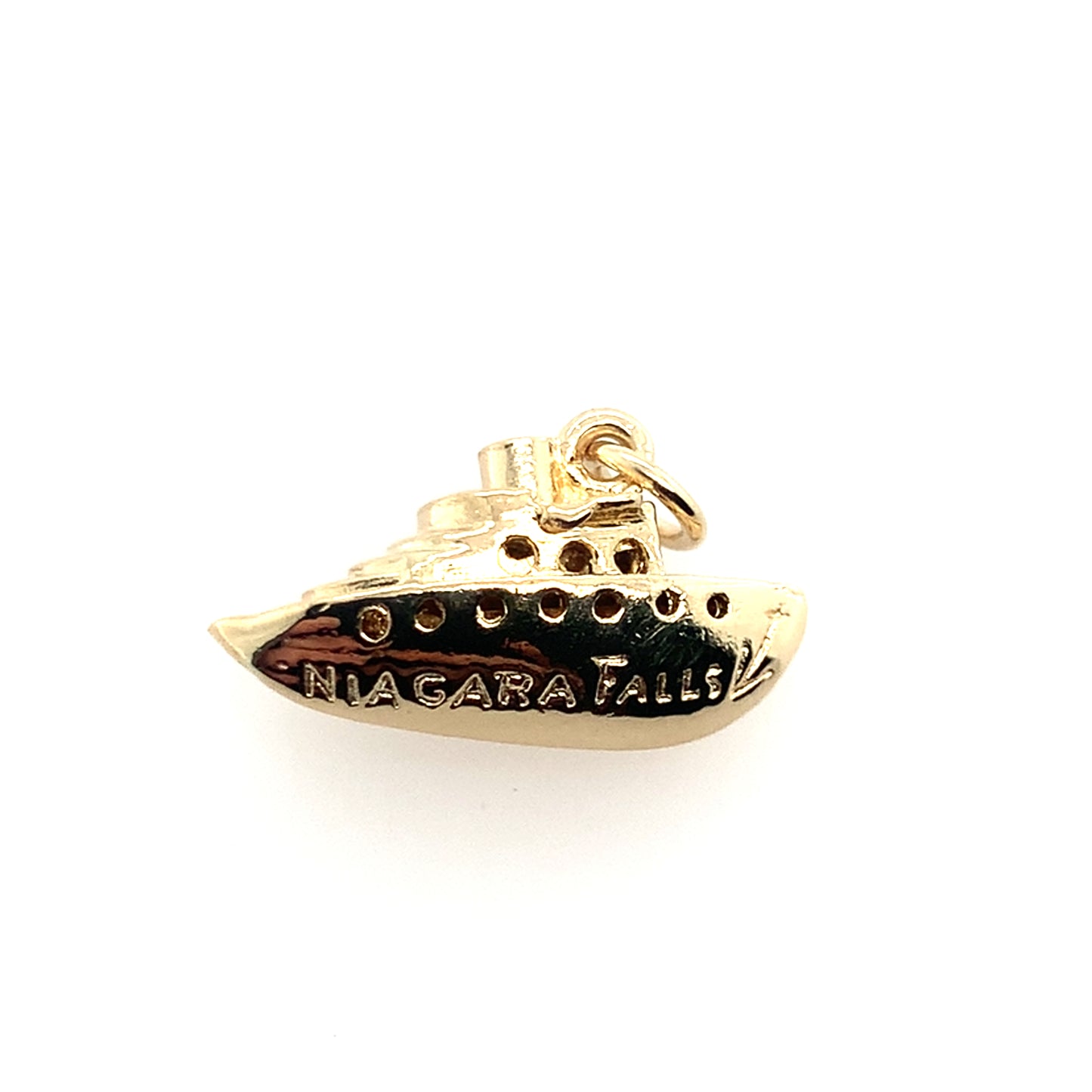 Estate 14K Yellow Gold Niagara Falls Canada Ship Charm