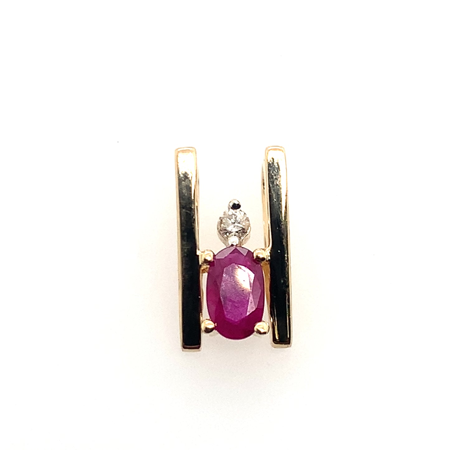 Estate 14K Yellow Gold Ruby And Diamond Slide
