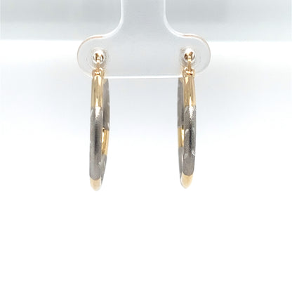 Estate 14K Two Tone Textured Diamond Cut Leaf Pattern Earrings **Final Sale No Warranty**