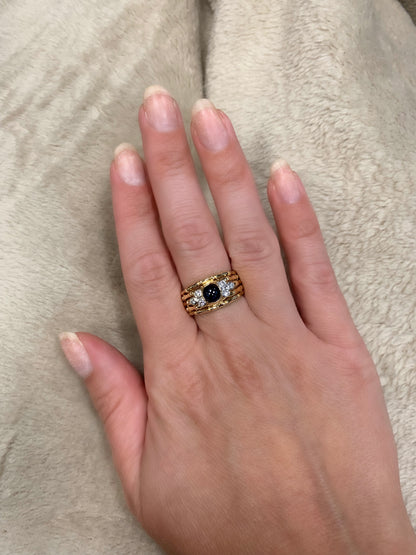 Estate 18K Gold LeVian Sapphire And Diamond Ring