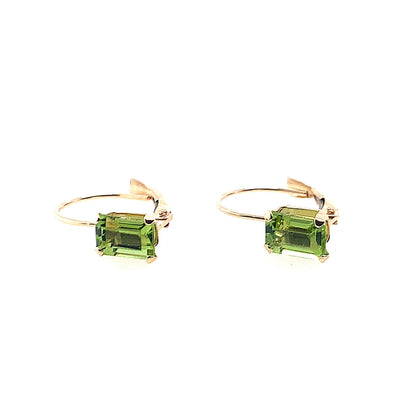 Estate 10K Yellow Gold Peridot Lever Back Earrings