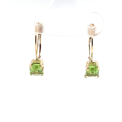 Estate 10K Yellow Gold Peridot Lever Back Earrings