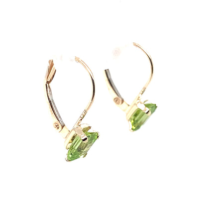 Estate 10K Yellow Gold Peridot Lever Back Earrings
