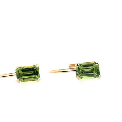 Estate 10K Yellow Gold Peridot Lever Back Earrings