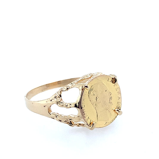 Estate 14K Yellow Gold Small Coin Ring
