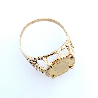 Estate 14K Yellow Gold Small Coin Ring