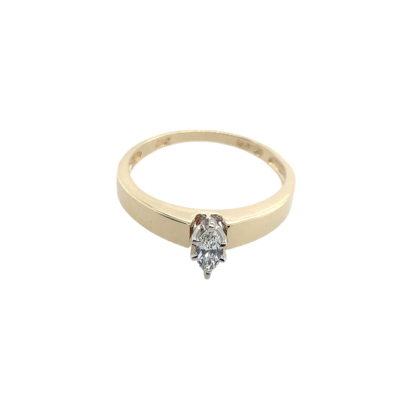 Estate 10K Yellow Gold Marquise Diamond Promise Ring