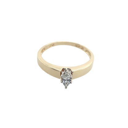 Estate 10K Yellow Gold Marquise Diamond Promise Ring