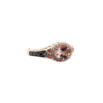 Estate 14K Rose Gold Limited Edition Levian Morganite & Chocolate Diamond Ring