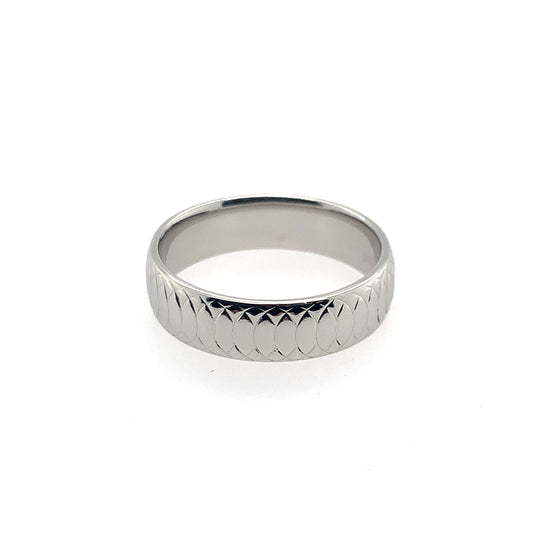 Estate Platinum Band W/ Circle Pattern