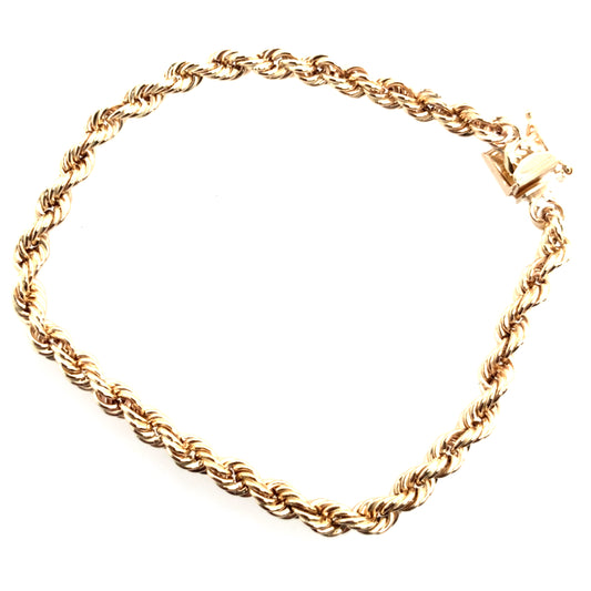 14K Yellow Gold Wide Rope Bracelet **Final Sale No Warranty**
