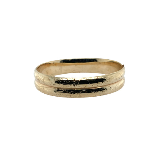 Estate 14K Gold Double Row Bangle Bracelet with Design