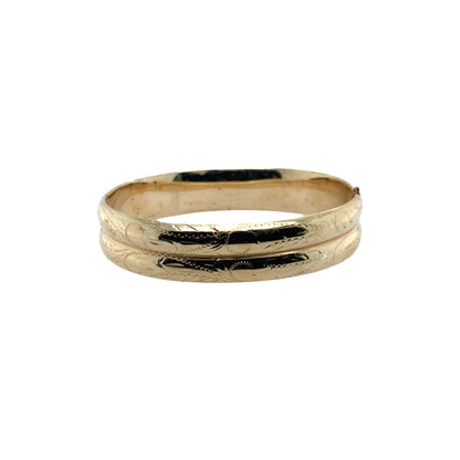 Estate 14K Gold Double Row Bangle Bracelet with Design