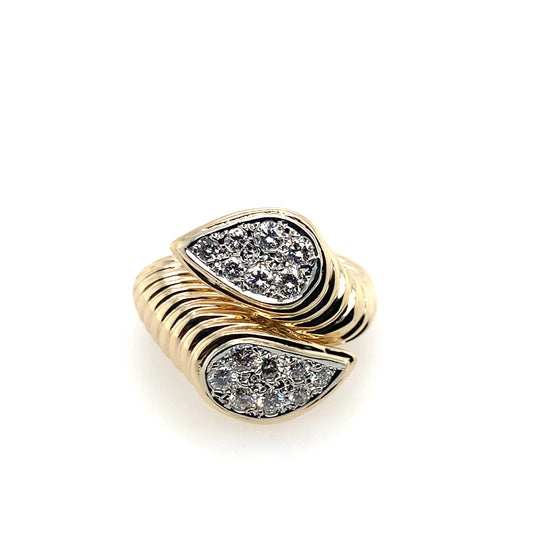 14K Yellow Gold Bypass Diamond Ring **Final Sale No Warranty**