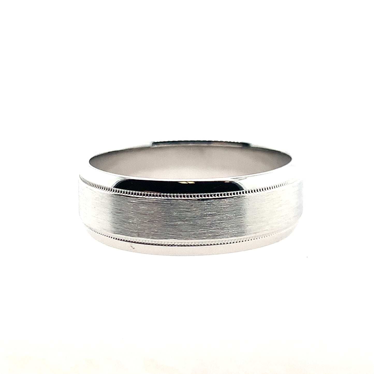 14K White Gold Sandpaper Center And High Polish Edges Band **Final Sale No Warranty**