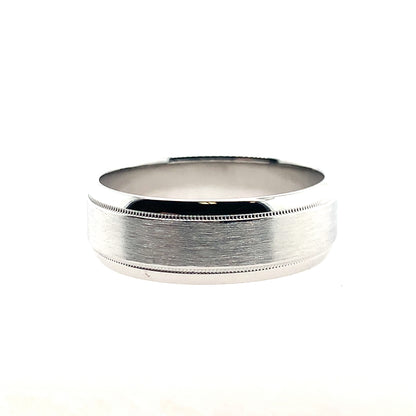 14K White Gold Sandpaper Center And High Polish Edges Band **Final Sale No Warranty**