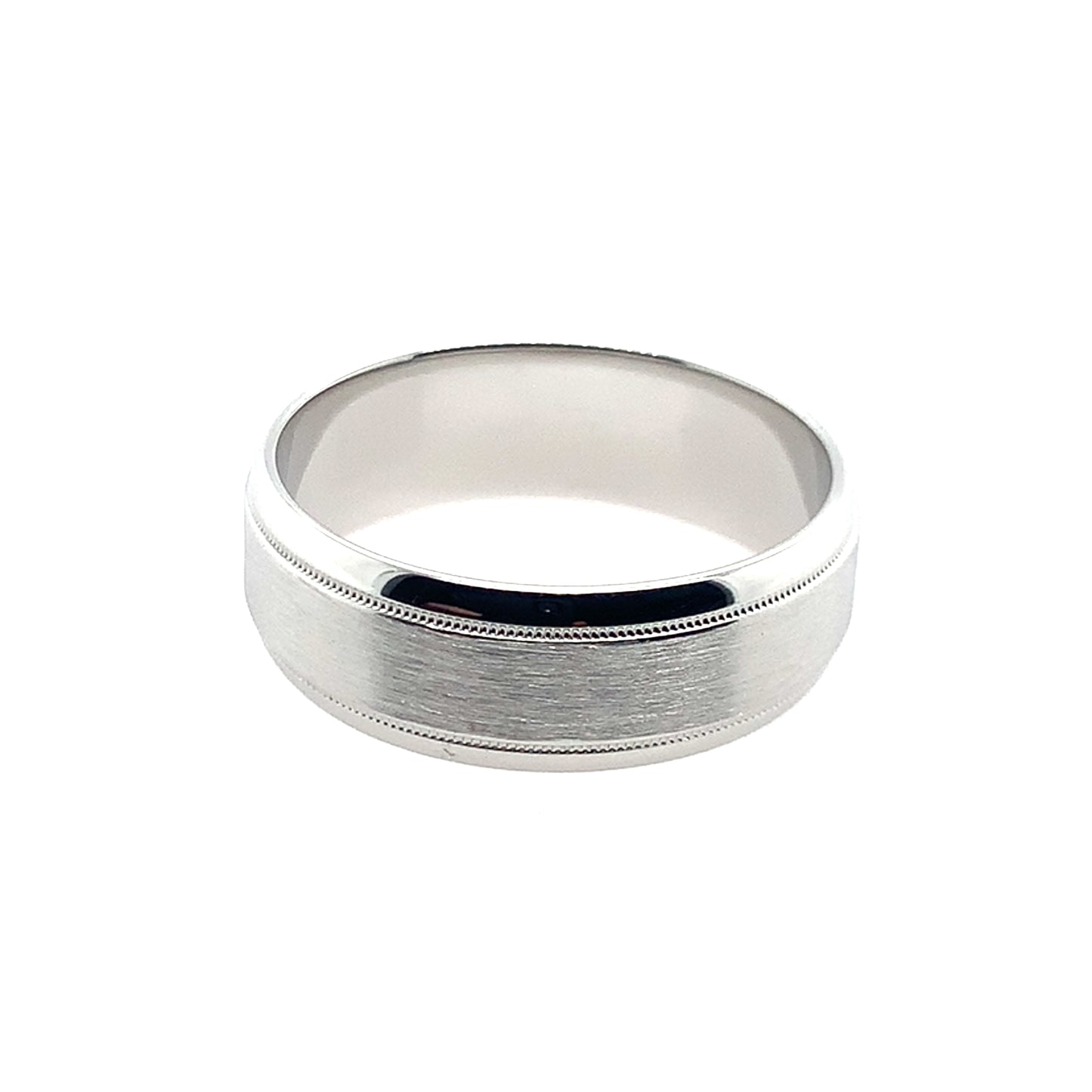 14K White Gold Sandpaper Center And High Polish Edges Band **Final Sale No Warranty**