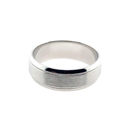 14K White Gold Sandpaper Center And High Polish Edges Band **Final Sale No Warranty**