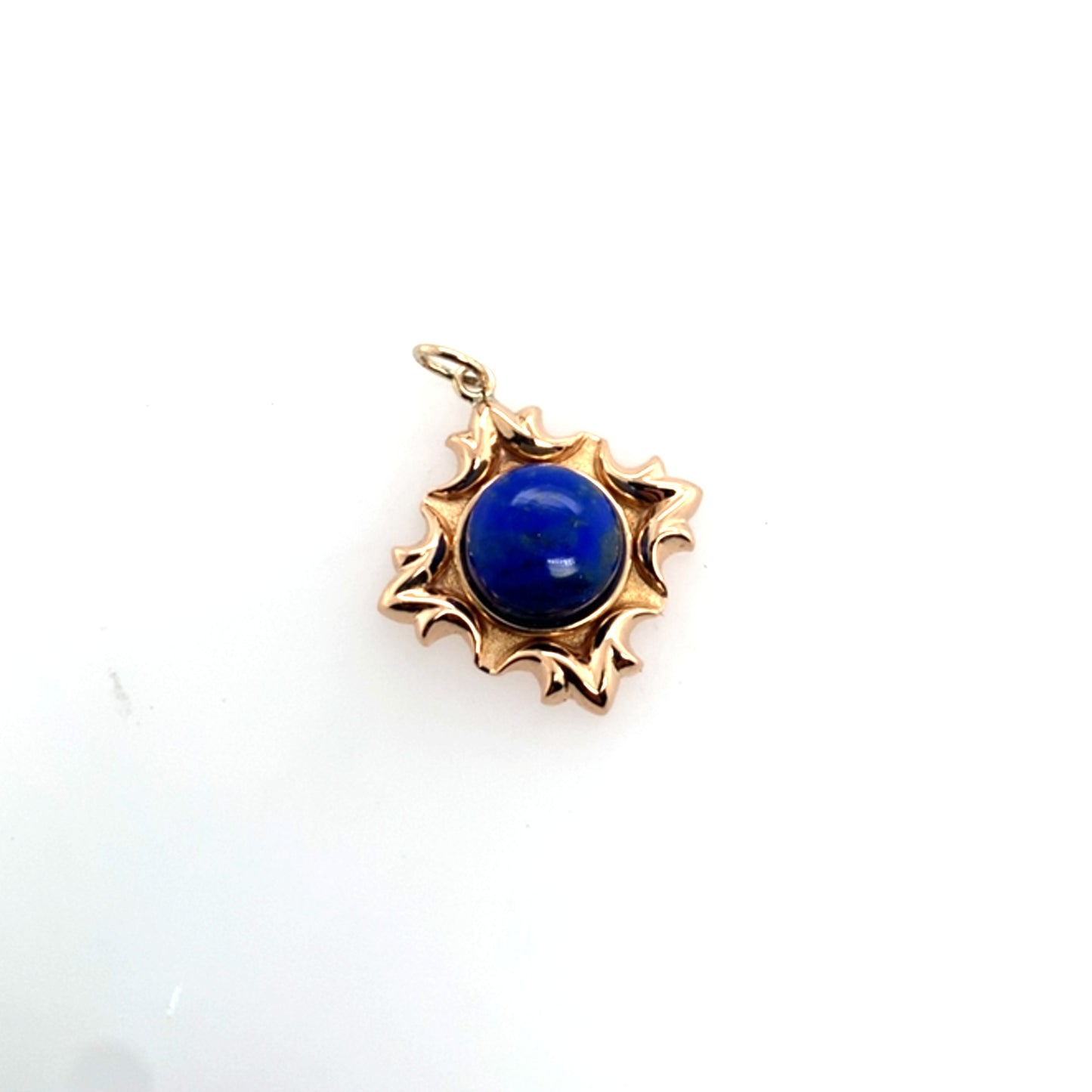 18K Yellow Gold Lapis Lazuli Cabochon Sunburst Pendant **Final Sale No Warranty**