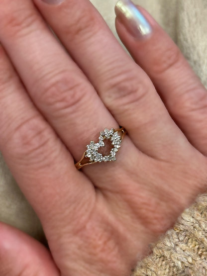 Estate 14K Yellow Gold Diamond Heart Ring **Final Sale No Warranty**