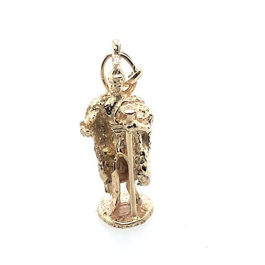 14K Yellow Gold Hawaii King Kamehameha Statue Pendant **Final Sale No Warranty**