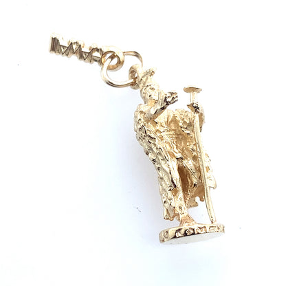 14K Yellow Gold Hawaii King Kamehameha Statue Pendant **Final Sale No Warranty**
