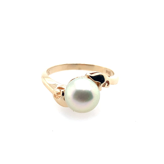 Estate 14K Yellow Gold Pearl Ring