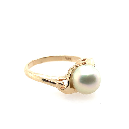 Estate 14K Yellow Gold Pearl Ring