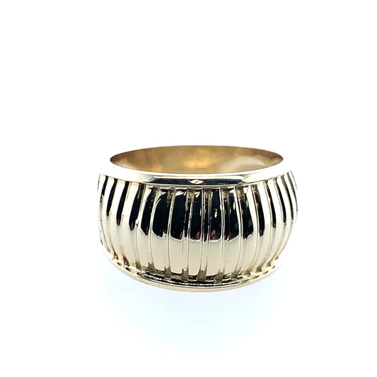 Estate 14K Yellow Gold Graduating Ridge Dome Band