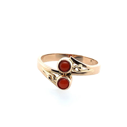 Estate 14K Yellow Gold Rose Coral Fashion Ring