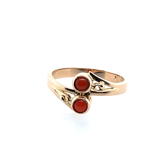 Estate 14K Yellow Gold Rose Coral Fashion Ring