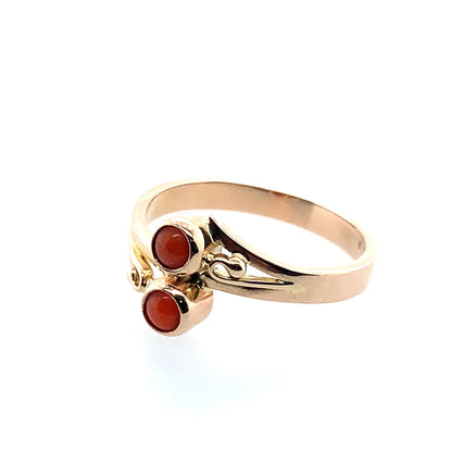 Estate 14K Yellow Gold Rose Coral Fashion Ring